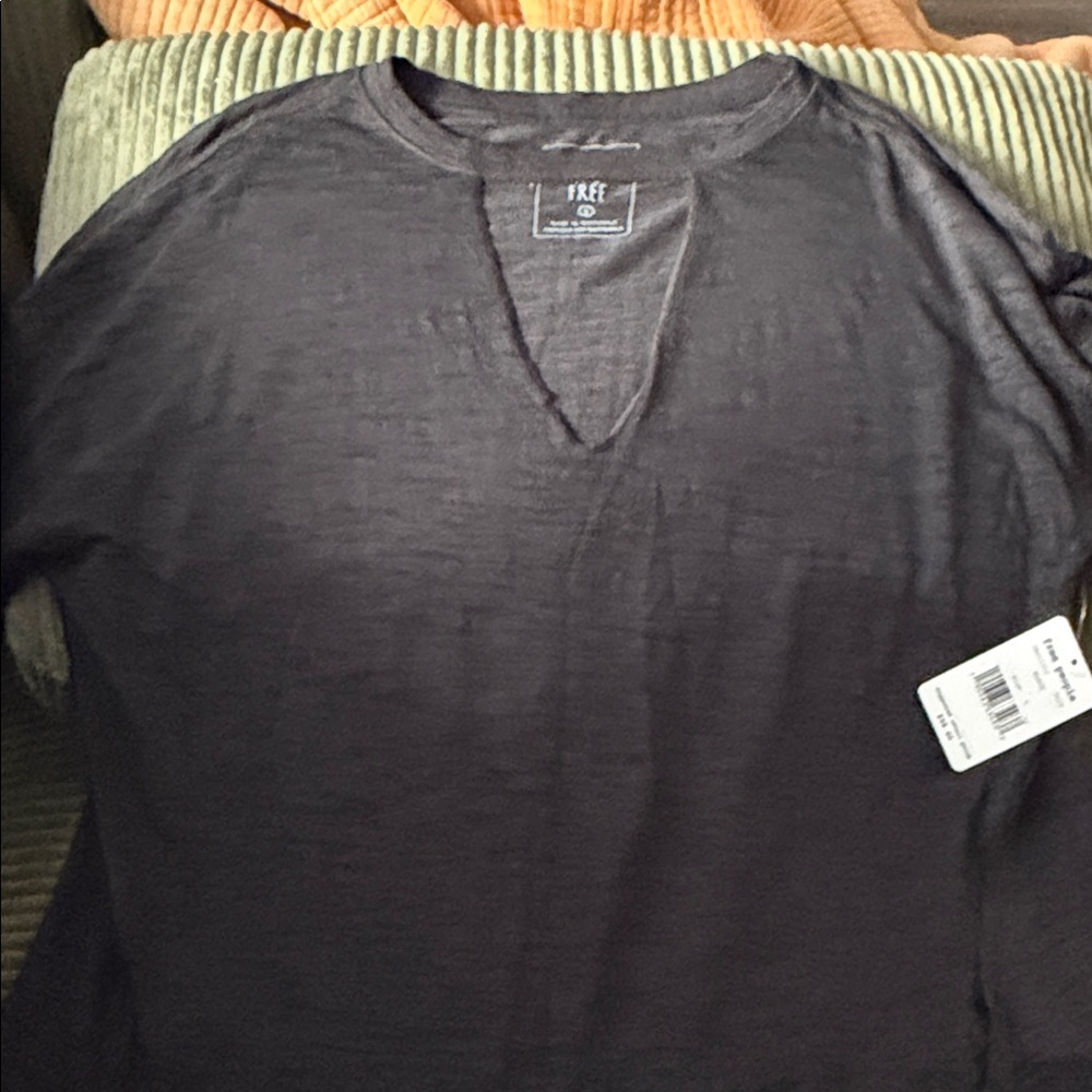 Free People Black V-Neck Blouse